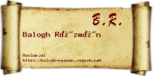 Balogh Rézmán névjegykártya
